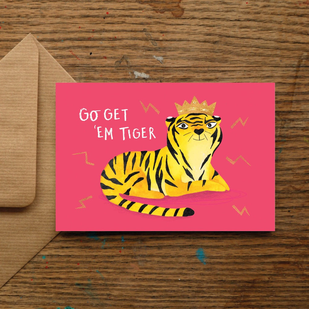 
            
                Load image into Gallery viewer, Go Get &amp;#39;Em Tiger Good Luck Foil Card
            
        