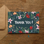 Thank You Dark Florals Greeting Card