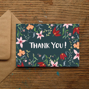 Thank You Dark Florals Greeting Card