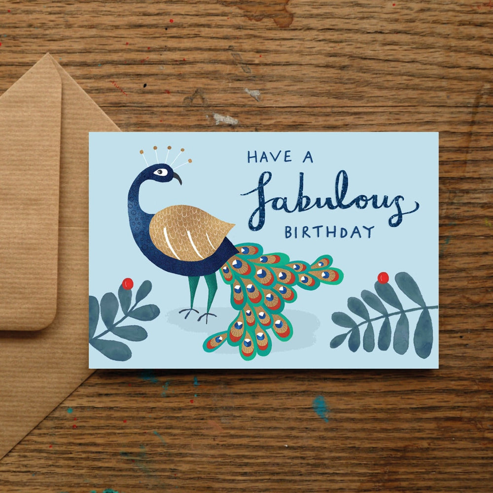 
            
                Load image into Gallery viewer, Fabulous Birthday Peacock Foil Card
            
        