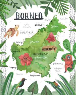
            
                Load image into Gallery viewer, Borneo Illustrated Map
            
        