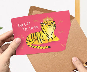 
            
                Load image into Gallery viewer, Go Get &amp;#39;Em Tiger Good Luck Foil Card
            
        