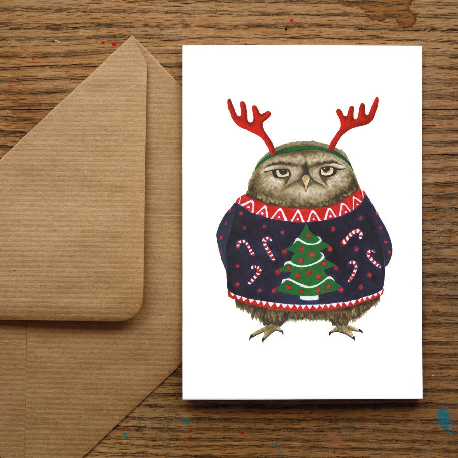 
            
                Load image into Gallery viewer, Grumpy Owl Christmas Cards
            
        