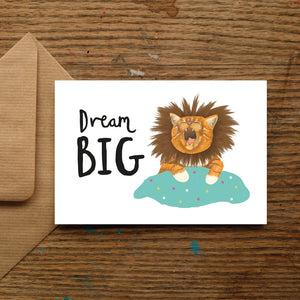 Dream Big Cat Greetings Card